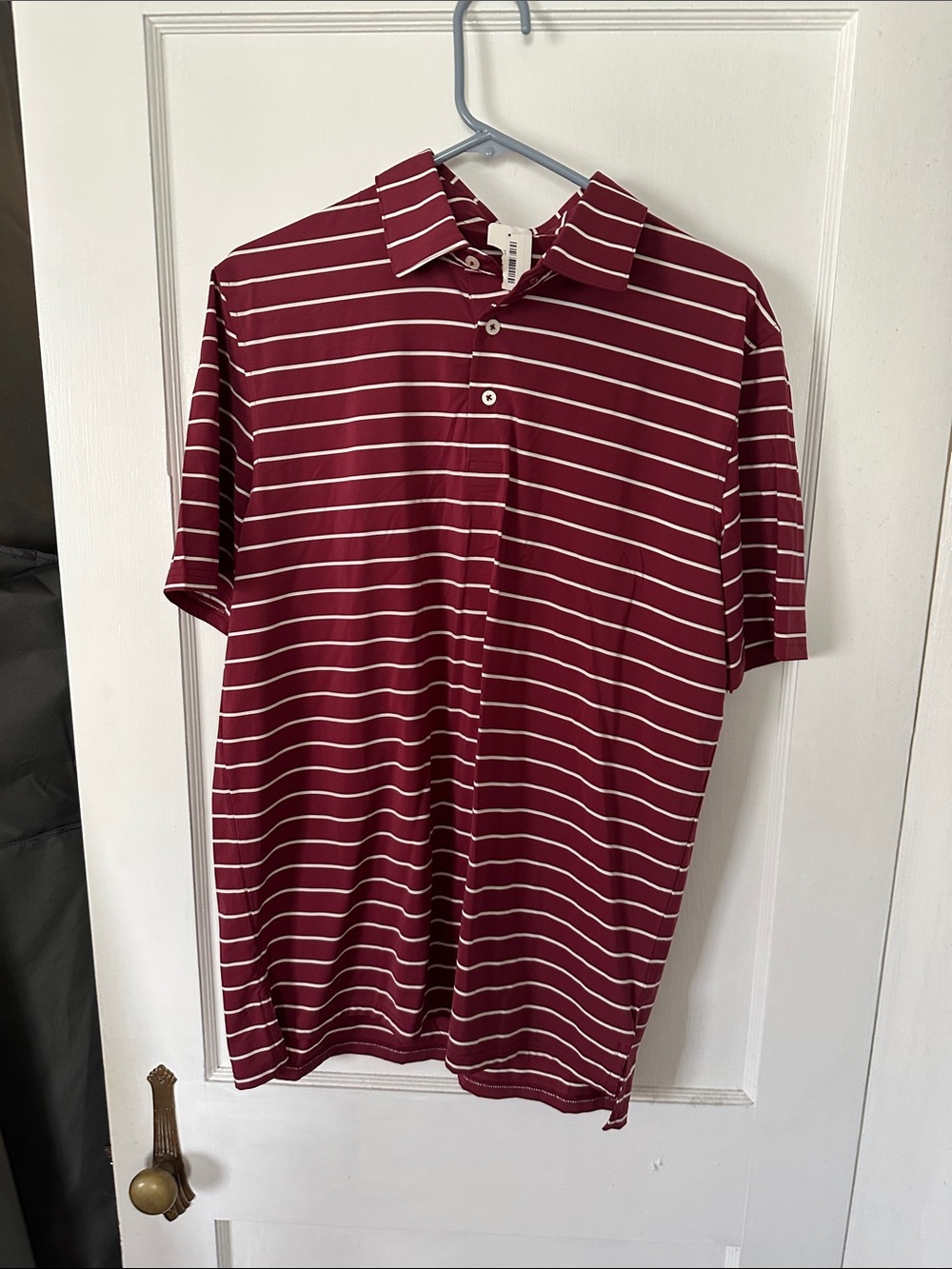 Southern Tide Desmond brrr Burgundy Polo with White Stripes
